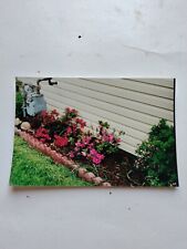 Vtg Found Color Original Photo Camping Snapshot Flower Bed Water Meter House 307 picture