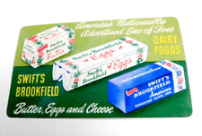 1948 CELLULOID POCKET CALENDAR ADVERTISING SWIFT'S BROOKFIELD BUTTER EGGS CHEESE picture