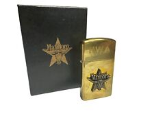 Vintage Zippo 1991 Marlboro Longhorn Star Brass Lighter Original Box picture