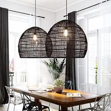1PCS Handmade Woven Pendant Light Wicker Chandelier Lamp Hanging 50*50cm US picture