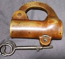 Rare 1800's JL Howard Brass Lock Antique Obsolete Padlock w/ Key Wootten's Pat. picture