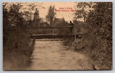 Iron's Park West Branch Michigan MI Man on Walking Bridge 1911 Postcard picture