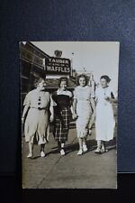 1937 RPPC 4 Women on Boardwalk Tauber King of Waffles Sign Wildwood NJ Postcard picture