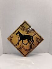 Rivers Edge Products Horse Crossing Tin Sign Embossed Brown Size 11.5 x 11.5-in picture