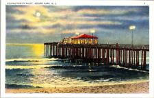 Vintage postcard- FISHING PIER BY NIGHT. ASBURY PARK. N. J. unposted c1930s picture