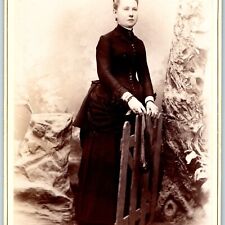 c1880s Stamford, CT Woman Stands Cabinet Card Photo Havee Quintards Conn B15 picture