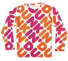 Dunkin’ Brands, Inc Donuts Pattern Sweatshirt M Unisex Dunkin Sweater New White picture