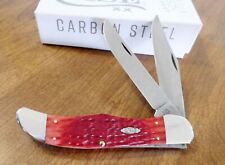 CASE XX 31960 FOLDING HUNTER KNIFE JIG DARK RED BONE CARBON STEEL 5 1/4