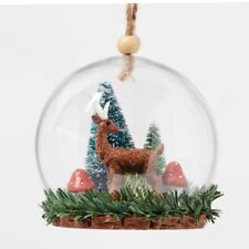 Deer Mushroom Cloche Ornament - Traditional Snow Globe Woodland Critter Rustic picture