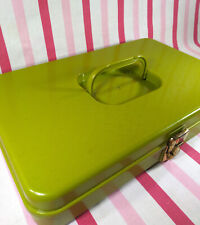 Groovy VTG 1970's Avocado Green Wil-Hold Wilson Plastic Thread Spool Sewing Box picture