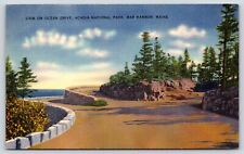 Vintage Postcard View on Ocean Driver Acadia National Park Bar Harbor Maine picture