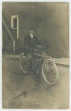 1913 Excelsior Motorcycle Real Photo Postcard RPPC Original Vintage Early Biker picture