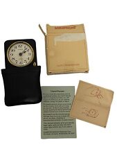 Vintage Hampton West Germany Quartz Alarm Travel Clock Pocket Pouch Black Case picture