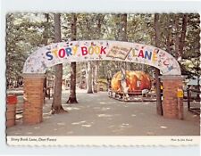 Postcard Story Book Lane Deer Forest Paw Paw Lake Coloma Michigan USA picture