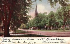 Vintage Postcard 1905 Broadway Central Park & Methodist Church Winona Minnesota picture