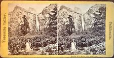 Great 1860s Photo Stereoview of Bridal Veil Falls Yosemite by Hazeltine Moulton picture