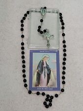 Vintage Sturdy Rosary From the Holy Land Men's Black Barrel Bead JERUSALEM  picture