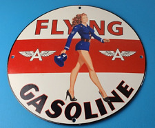 Vintage Flying A Gasoline Sign - Military Service Gas Pump Porcelain Sign picture