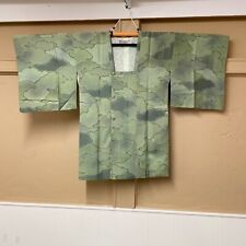 Japanese Vintage  Silk Kimono Michiyuki Jacket Green Cloud Pattern picture