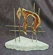 Gary Rosenthal Chai Life Sculpture Brass Copper Marble 1992 Signed Lovely VGUC picture