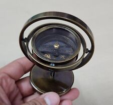 Personalized Gimbal Compass Antique Brown Brass Navigation Compass. picture