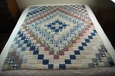 1800s Antique Old Early Hand Stitched Patchwork Quilt Shirting Mourning 64