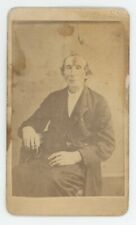 Antique CDV Circa 1870s Older Thin Man With Large Hands Sitting Norristown, PA picture