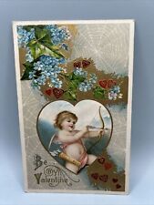 Antique Postcard Be My Valentine Cherub With Arrow  picture