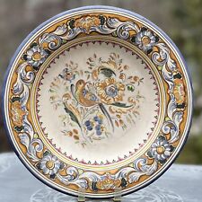 Talavera Spain 13 Inch Hand Painted Shallow Bowl Plate w/ Bird & Floral Scroll picture