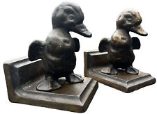 DUCKLINGS Antique Brass Bronze Decorative Duck Bookends Baby Bird Figural Statue picture