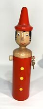 Vintage Pinocchio Coin Bank Hand Painted Wood w Lock & Key Made in Italy 11 1/2” picture