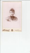 Cabinet Card 1880 S.F. CA,ID VICTORIAN LADY FLOWER BROACH BAR CURLY BANGS picture