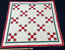 Antique 1880s Tulips Applique Quilt Red Green and White Vintage picture