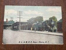 1908 POSTCARD NEW YORK D. L. W.R.R. DEPOT, ELMIRA NY RAILROAD TRAIN #996 picture