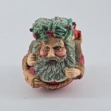 Vintage Roly Poly Santa Claus with Christmas Gift Bag Toys Figurine 2.5