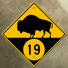 Manitoba provincial highway 19 route marker road sign Canada 1926 bison buffalo picture