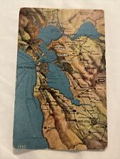 Vintage POSTCARD-CALIFORNIA-Map of San Francisco Bay Area San Jose 1919 Mitchell picture