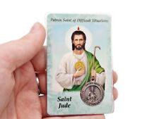St Saint Jude Patron of Difficult Situations Pendant Medal Prayer Card 3.5 In picture