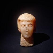 AN IMPORTANT SOUTH ARABIAN ALABASTER STONE HEAD. picture