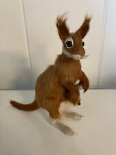 Vintage 6” Kangaroo and Joey FIGURINE with Real Fur Standing Realistic  picture