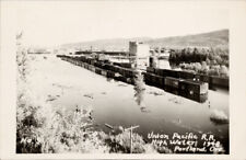 Portland OR Union Pacific Railroad 1948 Flood Flooding Train RPPC Postcard G28 picture