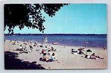 Plattsburg New York Lake Champlain Municipal Bathing Beach Chrome Postcard picture