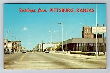 Pittsburg KS-Kansas, Broadway Street, Advertising, Antique, Vintage Postcard picture