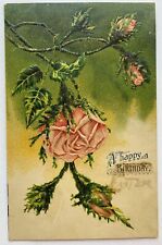 Antique Embossed Birthday Postcard Printed In Germany, Divided Back picture