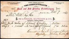 Commonwealth Book & Job Printing  - Fond du Lac Wi 1872 - Rare Letter Head Bill  picture