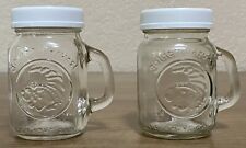 Used Set of 2 Golden Harvest Mason Glass Jar Salt and Pepper Shakers White Lids picture