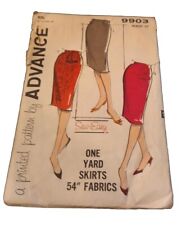 Vintage 1950's  Advance Sewing Pattern #9903 Vogue Skirt  Women's Waist Size 27 picture