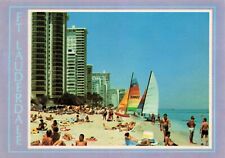 Postcard Typical Beach Scene in Tropical Fort Lauderdale Florida Vintage picture