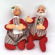 Vintage Annalee Santa & Mrs. Claus Mobilitee Dolls 1963 Red Green Matching Pair picture