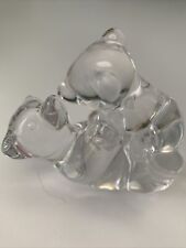 Vintage Mama Bear & Cub 3” Figurine Crystal Sevres France Clear Rare Signed picture